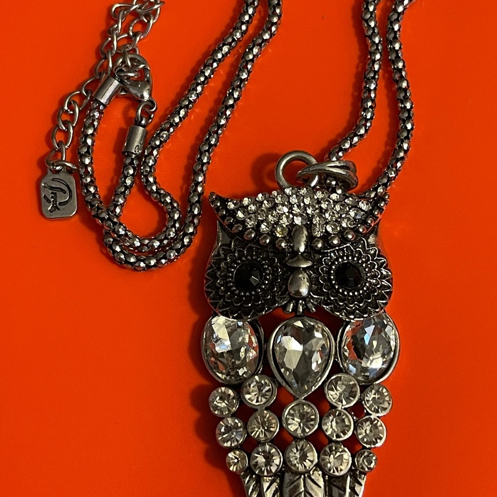 You & I Women’s  Silver with Black eye and Clear Rhinestone Pendant and Necklace